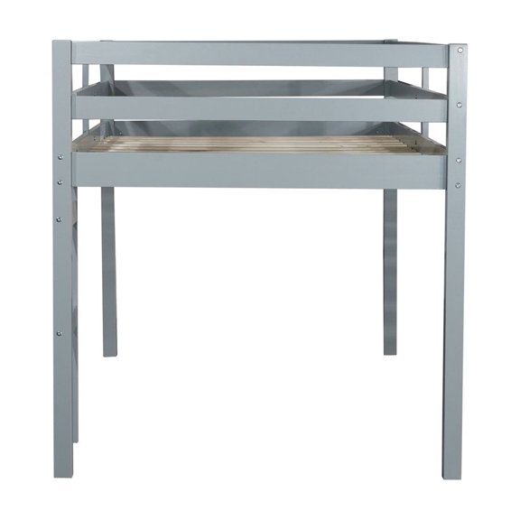 Rubber Wood Twin Loft Bed with High Guard Rails | Extra Protection for Sleepers