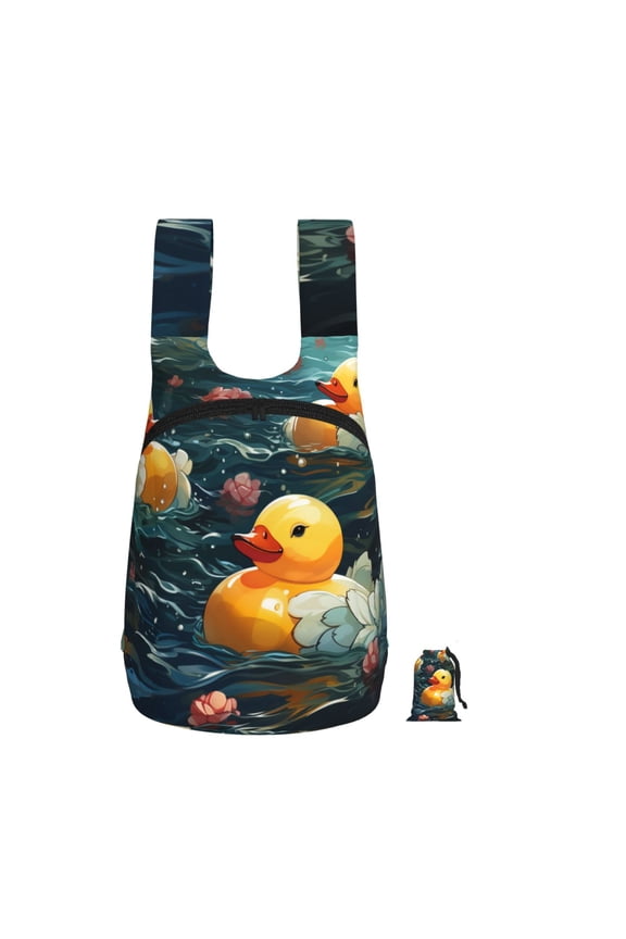 Rubber Yellow Duck Art Foldable Storage Backpack Lightweight Packable Travel Daypack for Shopping Commuting Hiking