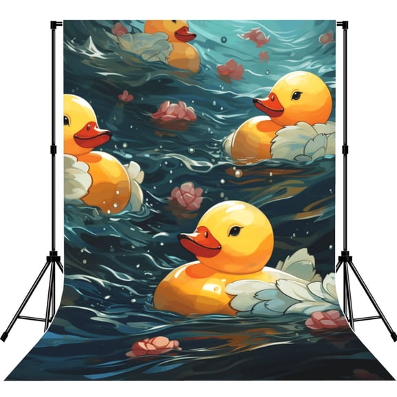 Rubber Yellow Duck Art Photography Backdrop 5x7Ft Background for Photo Studio Video Recording Birthday Party Wedding Home Decor