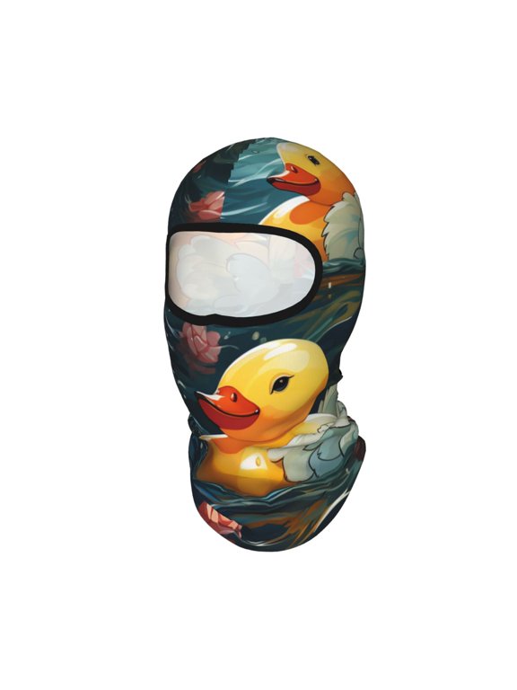 Rubber Yellow Duck Art Unisex Balaclava Ski Mask Full Face Cover for Cold Weather & UV Protection, Breathable Cooling Helmet Liner