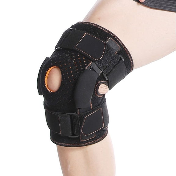 Rubber-aluminum alloy bracket knee joint support decompresses the stable support of knee joint, effectively relieves arthritis, meniscus tear, adjustable compression band, suitable for men and women.