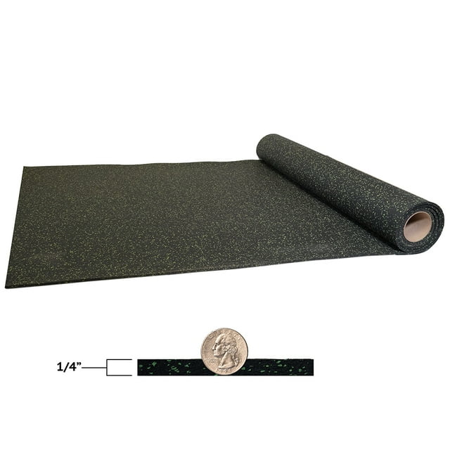 RubberFlooring4U Black 4'x10' 1/4" Rubber Flooring Roll, Rubber Flooring for Gym, Rolled Rubber