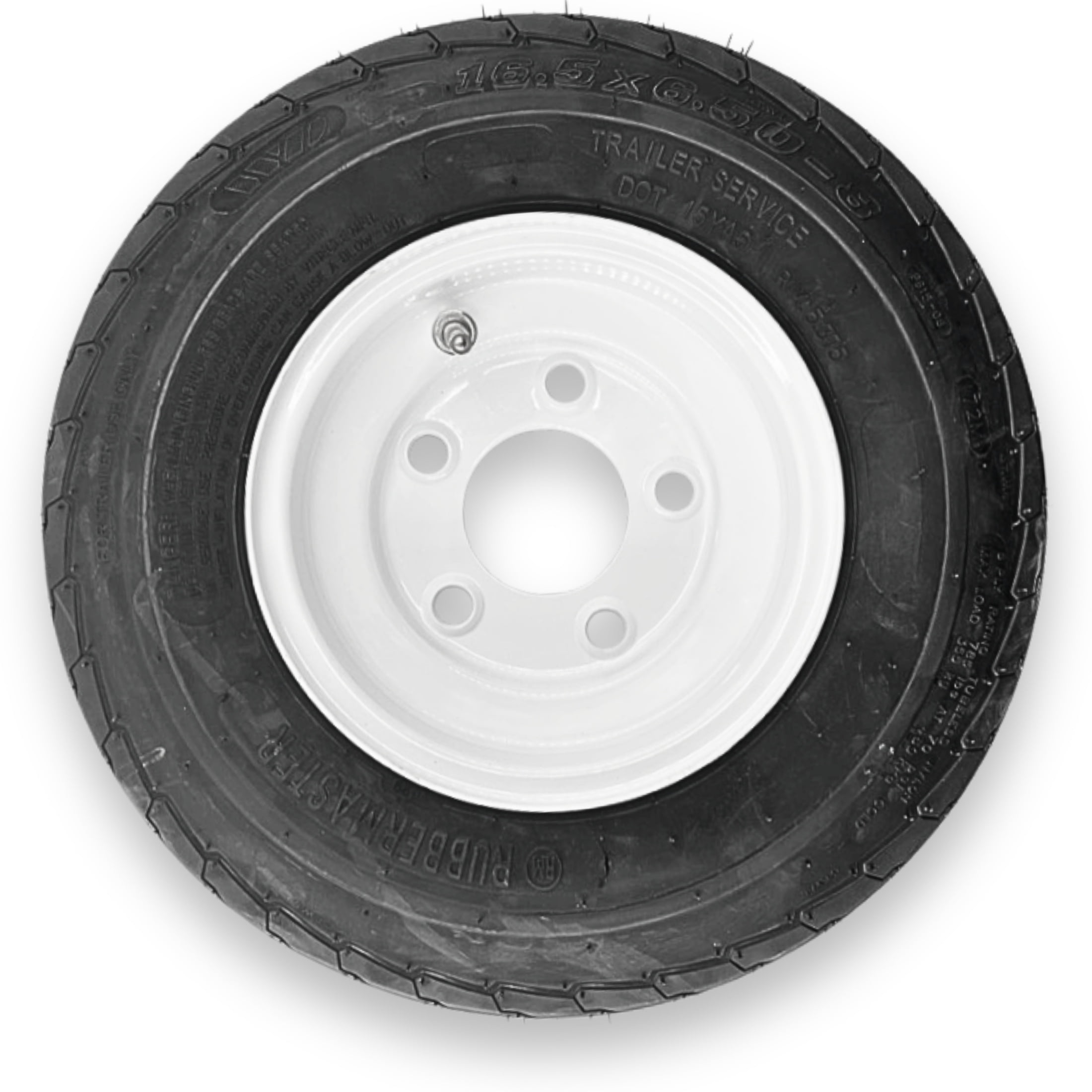 RubberMaster 16.5x6.50-8 6 Ply Highway Rib Tire and 5 on 4.5 Stamped ...