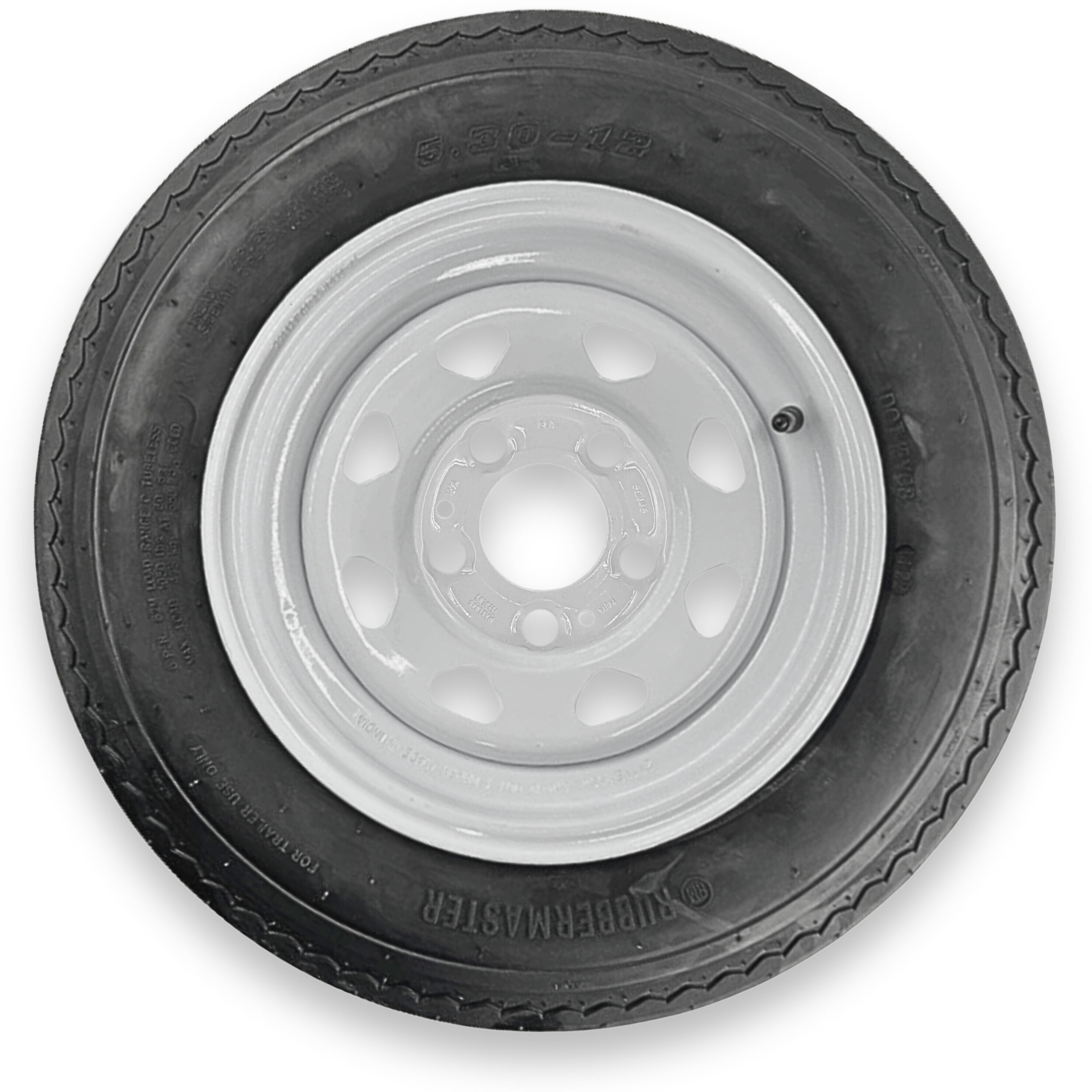 RubberMaster 5.30-12 4 Ply Highway Rib Tire and 5 on 4.5 Eight Spoke ...