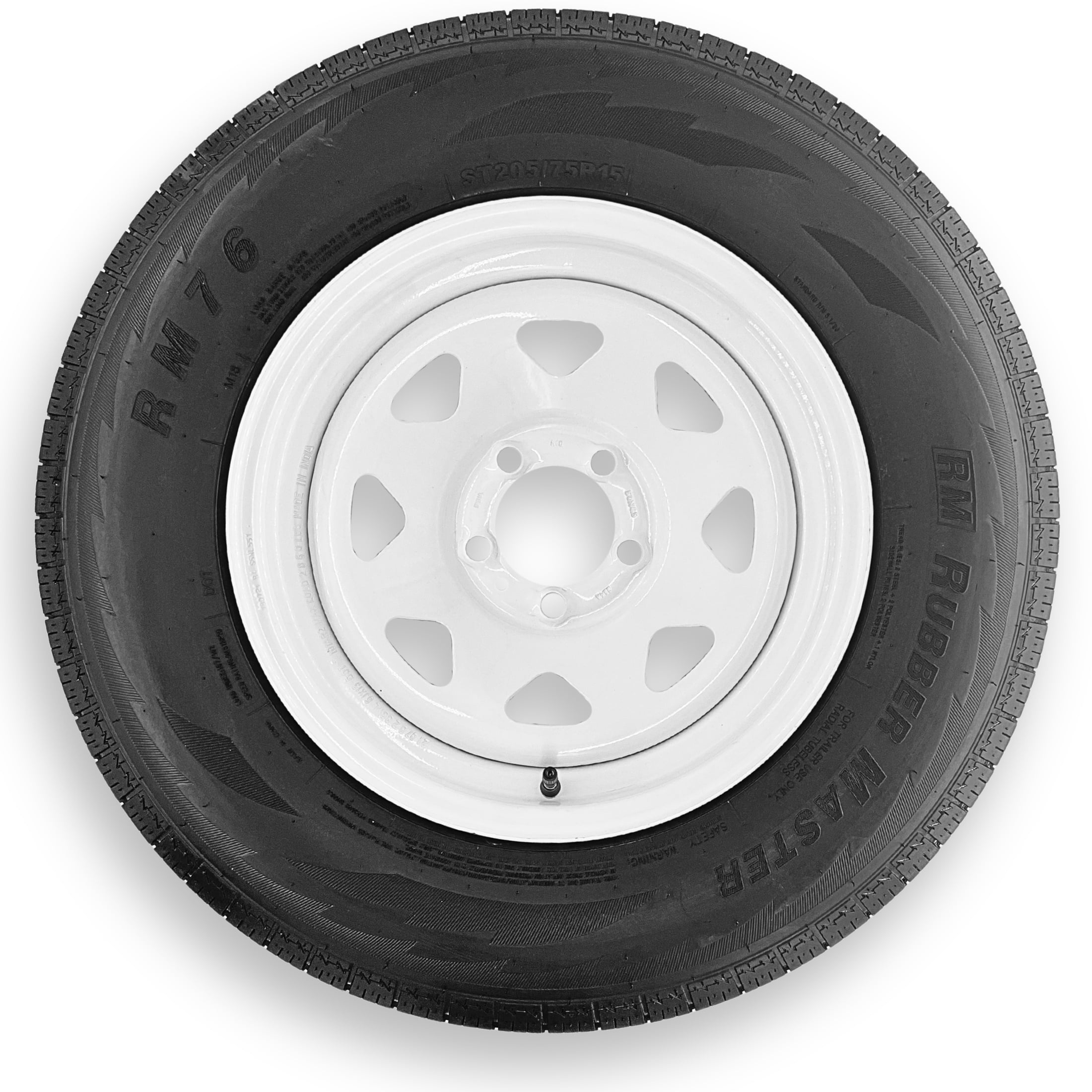 RubberMaster ST205/75R15 8 Ply Highway Rib Tire and 5 on 4.5 Eight ...