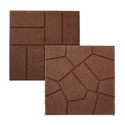 Rubberific Rubber Pavers, Garden Bricks, Outdoor Bricks, 16 x 16 x 3/4 in Dual Sided Floor Tiles, 1 Tile, Brown