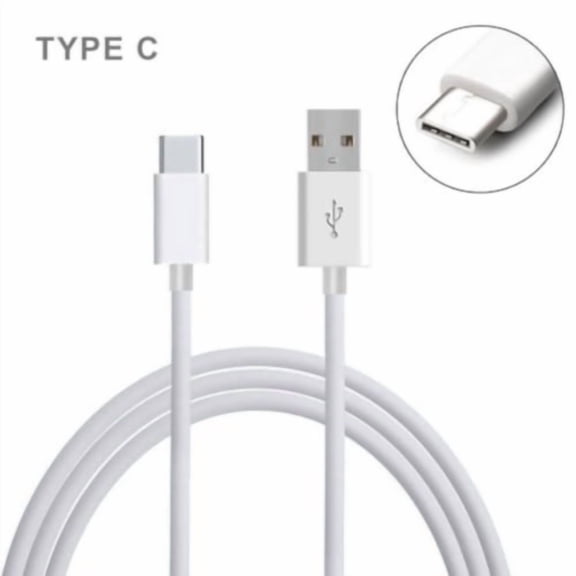 Rubberized 6 ft USB-C Type-C Data Sync Charger Charging Cable Compatible with Samsung Galaxy A90 5G, M30s, A30s, A50s, for LG Q70 (White)