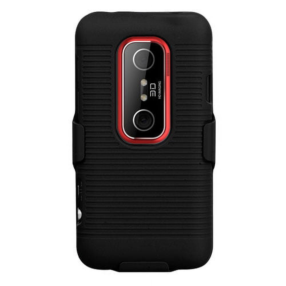 Rubberized Black Hybrid Holster No Package For Htc Evo 3d - image 1 of 5