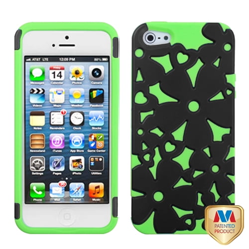 Rubberized Blackelectric Green Flowerpower Hybrid Phone Protector Cover For Apple Iphone 5s5 Apple Iphone Se