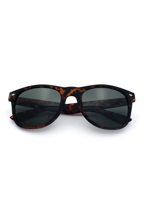 Rubberized Matte Tortoise Iconic Classic Horn Rim Hipster Sunglasses [Solid Green]