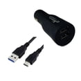 thumbnail image 1 of Rubberized Micro USB Car/ DC Charger for BLU Vivo 8,Grand XL LTE, S1, R2 LTE, R2, Tank Xtreme Pro, R1 Plus,Tank Xtreme 5.0, Dash L3 (Dual USB Port, USB Cable included) - Black + MND Stylus, 1 of 4