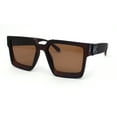 thumbnail image 1 of Rubberized Soft Matte Luxury Thick Horn Rim Mobster Sunglasses All Brown, 1 of 4