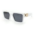 thumbnail image 1 of Rubberized Soft Matte Luxury Thick Horn Rim Mobster Sunglasses White - Black, 1 of 4