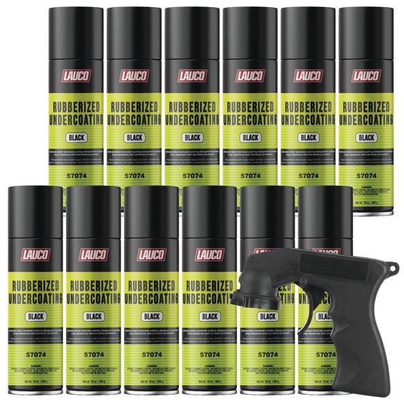 Rubberized Undercoating Black Aerosol Spray Can 15oz Quantity: 12 Pack With Gun
