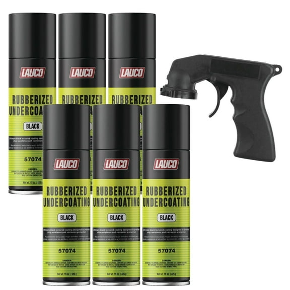 Rubberized Undercoating Black Aerosol Spray Can 15oz Quantity: 6 Pack With Gun