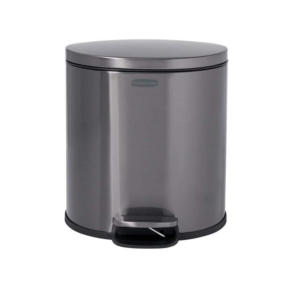 1.6-Gallon Silver Stainless Steel Oval Step-On Trash Can