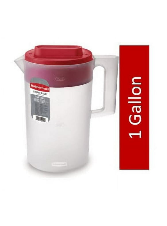 Rubbermaid, 1 Gallon, 1 Pack, Red,  Plastic Simply Pour Pitcher with Multifunction Lid