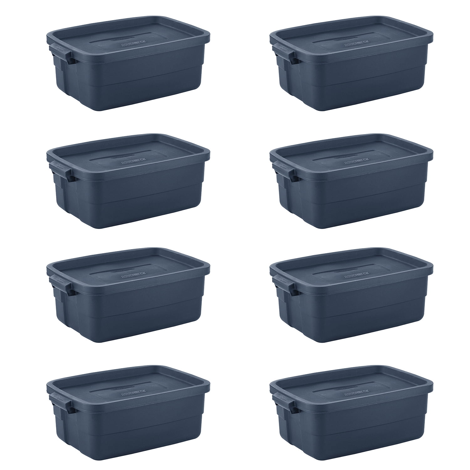 Rubbermaid Roughneck 3 Gallon Rugged Plastic Reusable Stackable Home  Storage Totes with Lids, Dark Indigo Metallic (12 Pack)