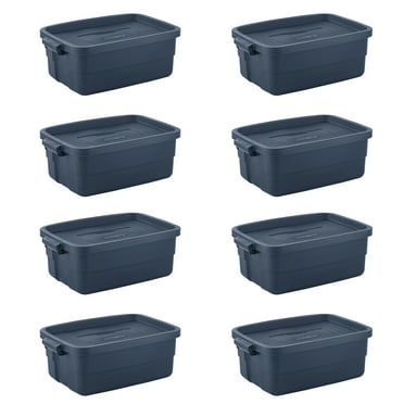 Rubbermaid 10 Gallon Stackable Storage Container, Dark Indigo Metallic (8 Pack)