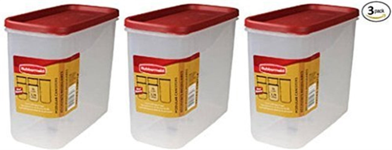 Rubbermaid 10-cup Dry Food Container Plastic With Red Cover (Pack of 3)