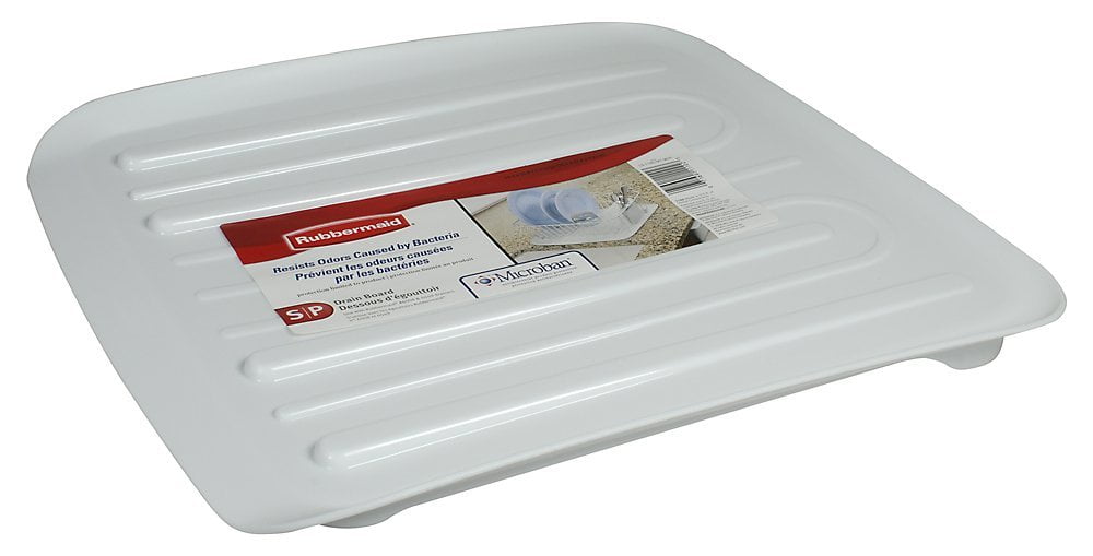 Rubbermaid 1180MAWHT Microban Antimicrobial Dish Drain Board, Small, White, Each