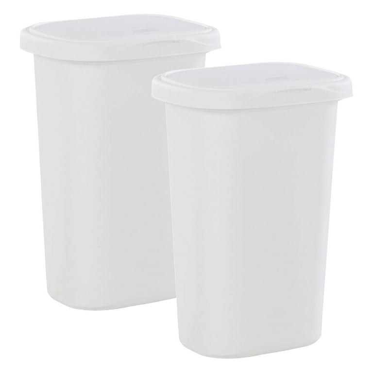 Rubbermaid 13 Gallon Rectangular Spring-Top Lid Trash Can (2 Pack) 