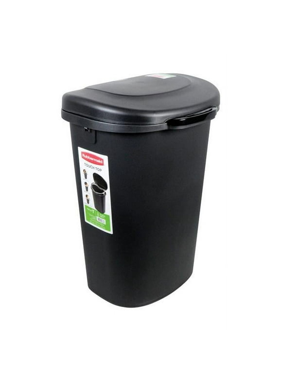 Rubbermaid  13 gal Touch Top Wastebasket, Black - Case of 4