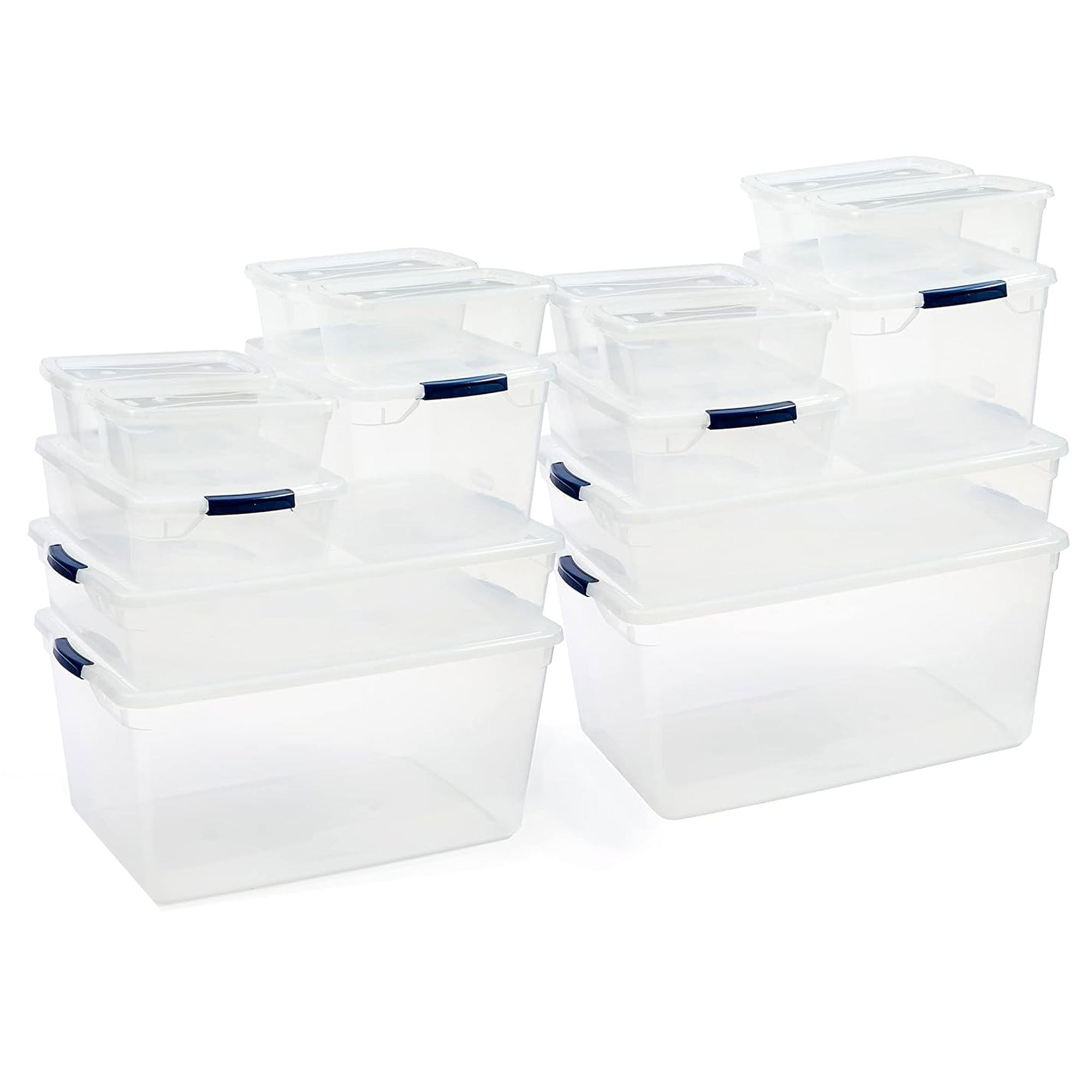 Rubbermaid 16 Pack Stackable Plastic Storage Bins w/ Snap Tight