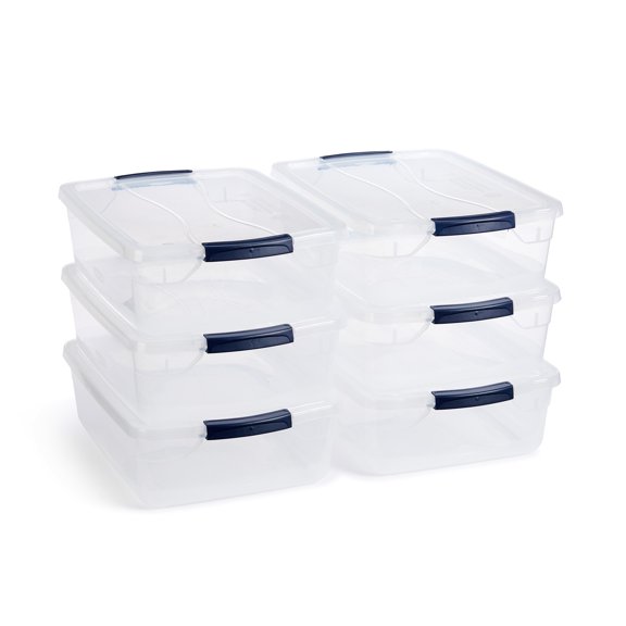 Open Box Rubbermaid 16 Quart Plastic Storage Tote Container with Lid (6 Pack)