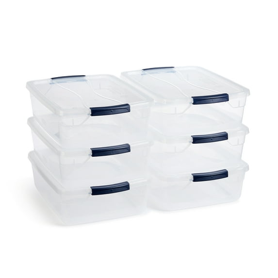 Open Box Rubbermaid 16 Quart Plastic Storage Tote Container with Lid (6 Pack)