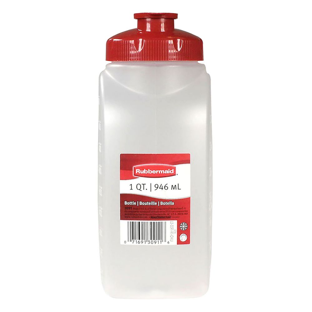 Rubbermaid 1776348 MixerMate Clear 1 Qt Bottle with Chili Red Lid  