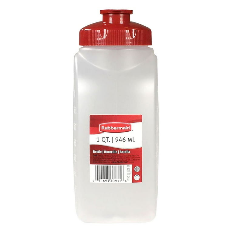 Rubbermaid 1776348 MixerMate Clear 1 Qt Bottle with Chili Red Lid 