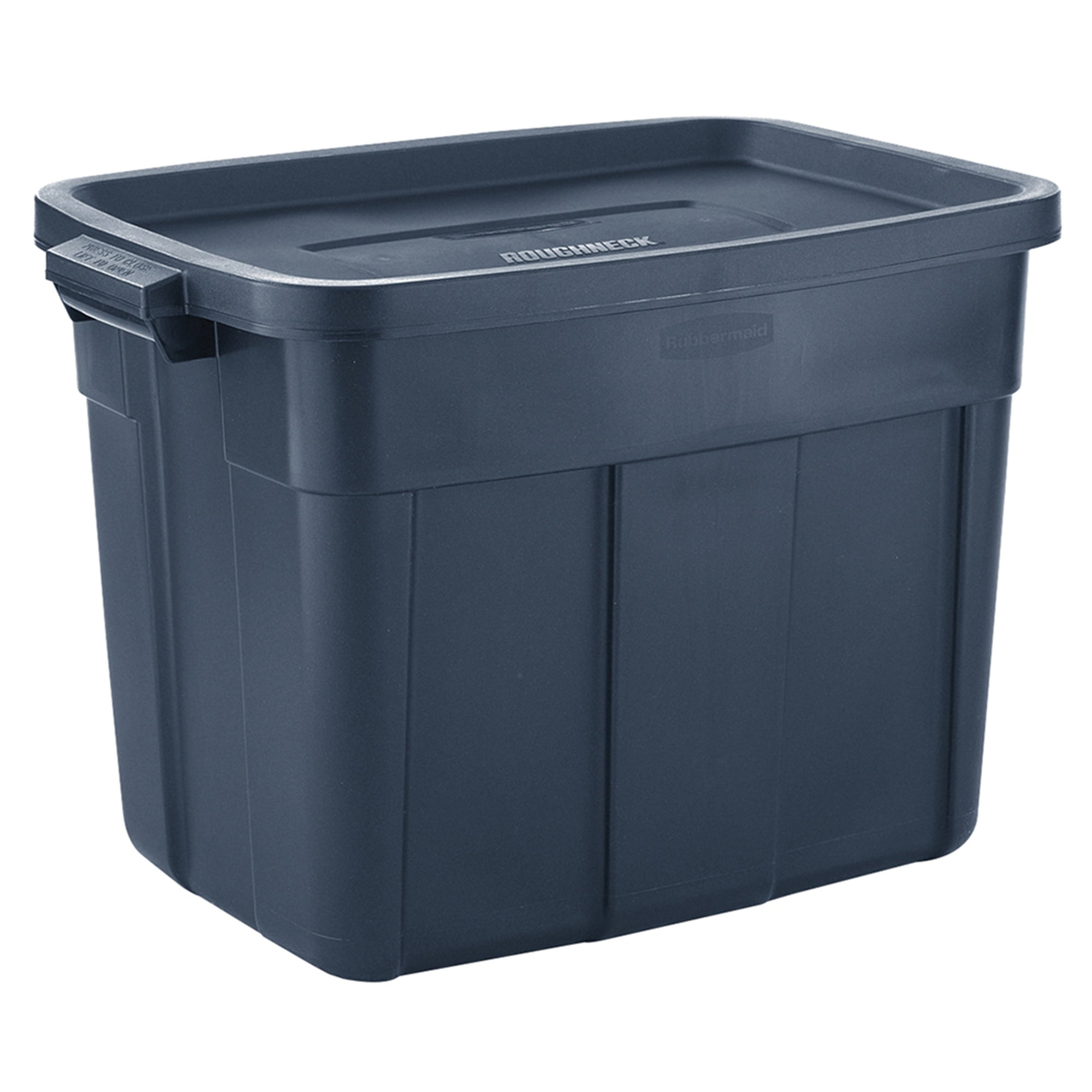 Rubbermaid Roughneck Large 18 Gallon Totes with Lids, Stackable, Tough, Indigo Metallic (12 Pack)