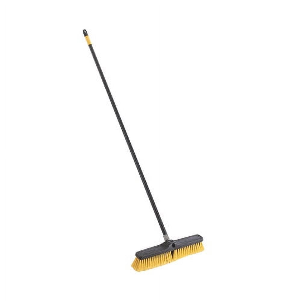Rubbermaid Commercial Yellow Black Polypropylene Bristles Maximizer Push to Center Broom, 18 inch