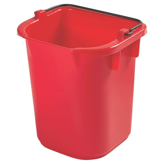Rubbermaid Commercial Products Heavy-Duty Cleaning Pail, 5-Quart, Red, Utility Bucket with Built-In Spout and Handle for House Cleaning/Storage/Livestock Feeding/Car Washing