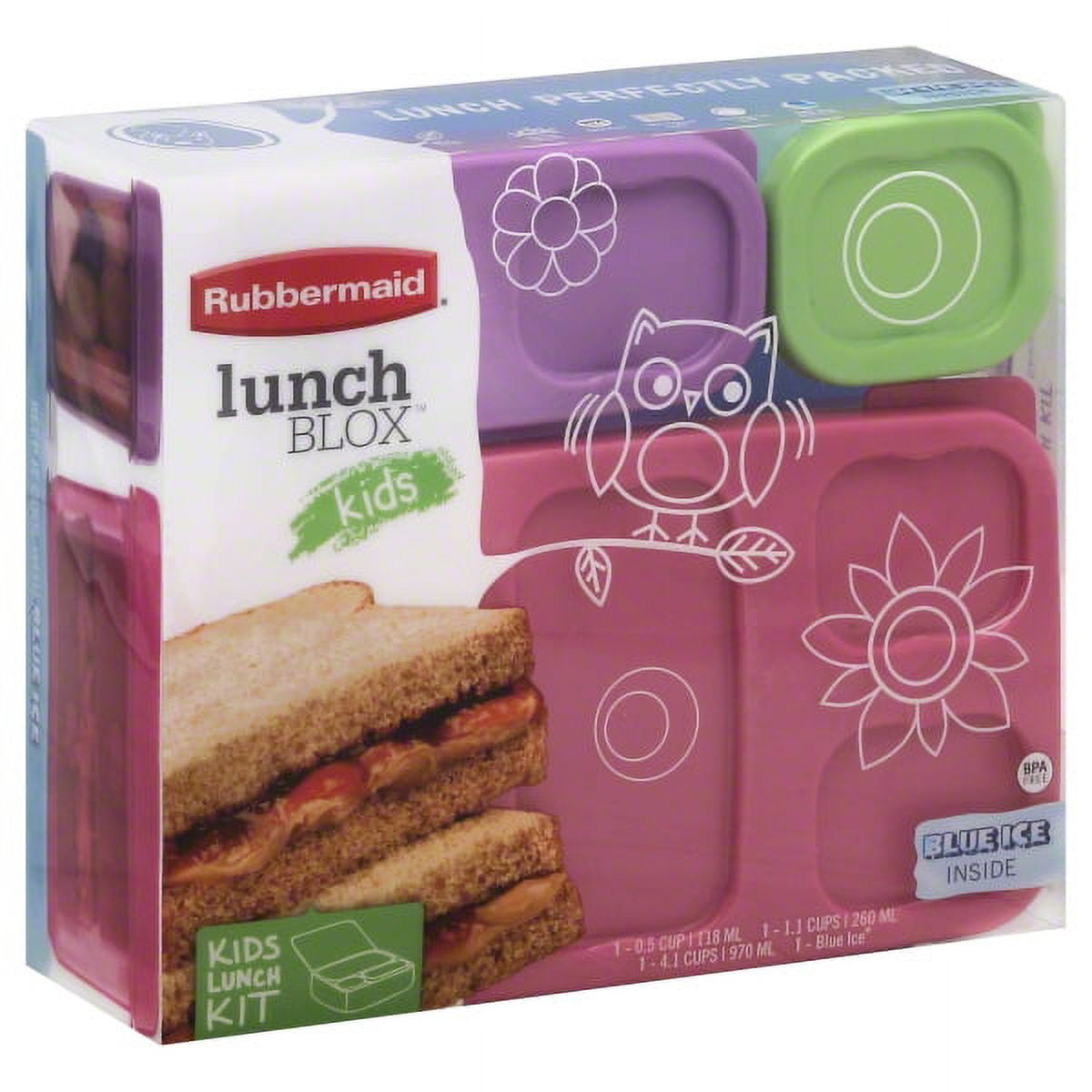Rubbermaid LunchBlox Kids Lunch Sandwich Box Flat Blue Ice - Blue