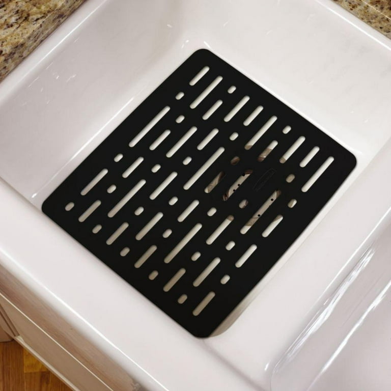 Rubbermaid Protective Kitchen Sink Mat with Microban Antimicrobial Small Black Walmart