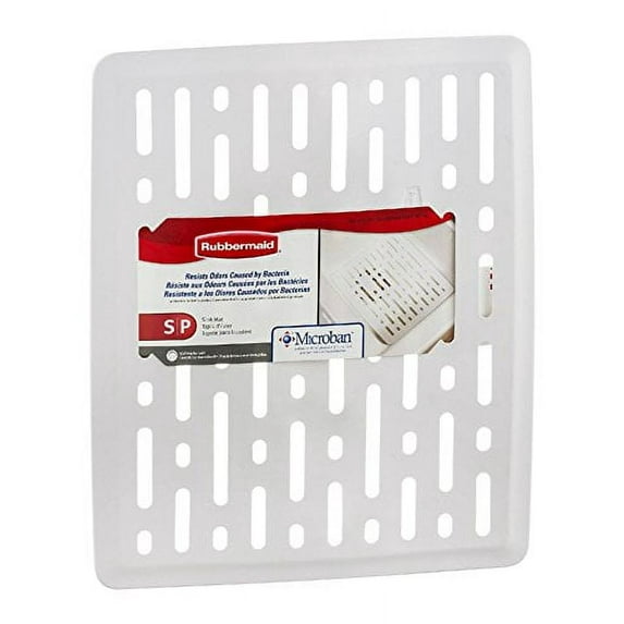 Rubbermaid 1G1706WHT Enhanced Microbal Sink Mat, Small, White