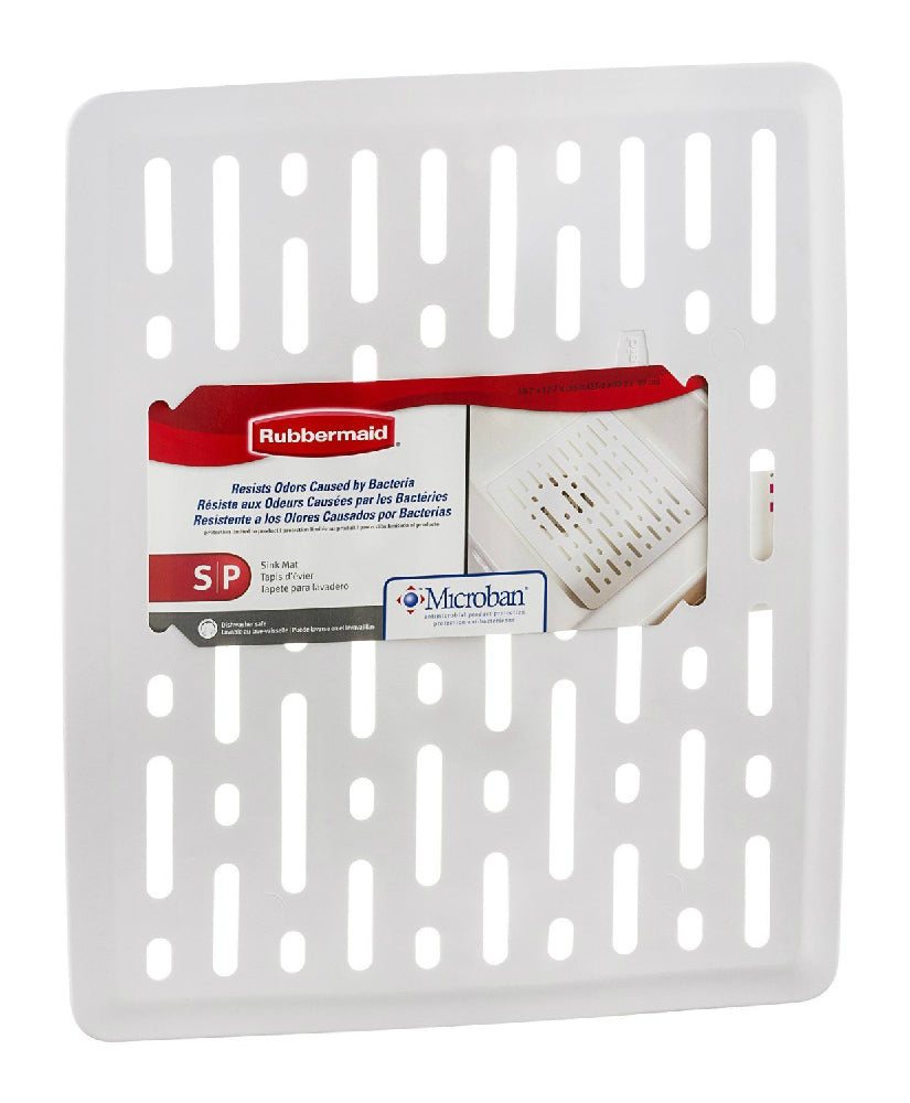 Rubbermaid 1G1706WHT Enhanced Microban Antimicrobial Sink Mat, Small, White, Each