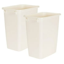 Rubbermaid 21 Quart Rectangular Kitchen Wastebasket Trash Can, Bisque (2 Pack)