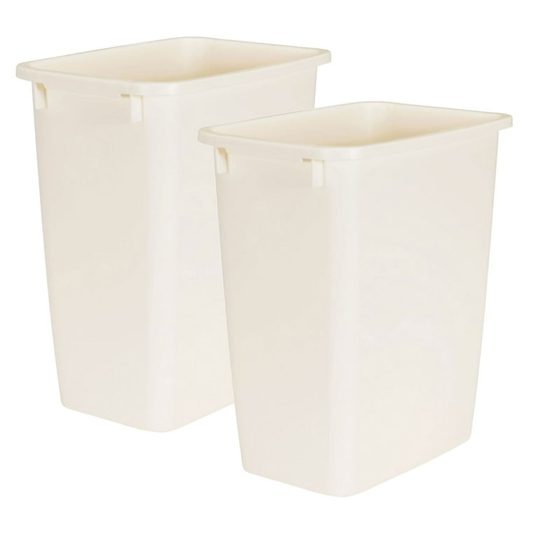 Rubbermaid 21 Qt Rectangular Wastebasket, 2ct, White Plastic