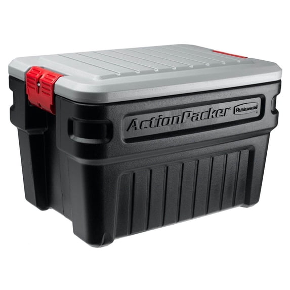 Rubbermaid 24 Gallon ActionPacker Storage Container Box - Black/Grey