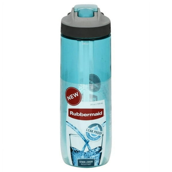 Rubbermaid 24 Ounce Aqua BPA Free Plastic Water Bottle