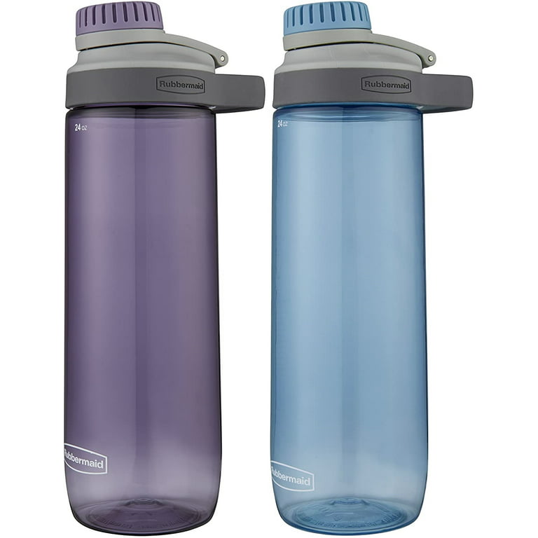 Rubbermaid 24 oz Blue and Purple Plastic Water Bottle with Wide Mouth Lid  (2 Pack) 