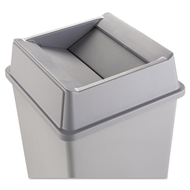 Gray Plastic Square Swing-Top Indoor Trash Can