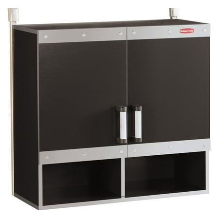 Rubbermaid 28 in. H x 29.84 in. W x 12.6 in. D Black/Silver Metal/Wood Wall Cabinet