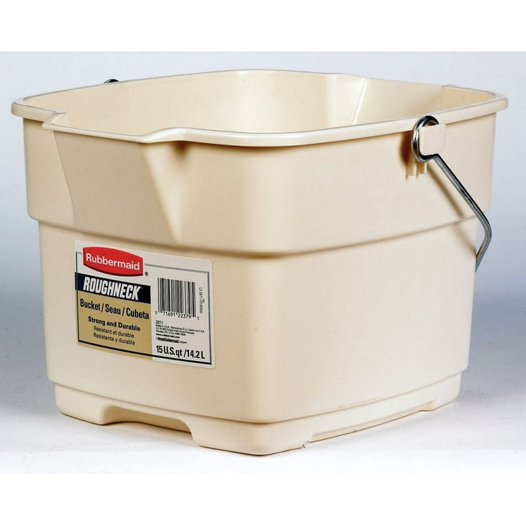 Rubbermaid Roughneck Square Bucket, 15-Quart, Blue, Sturdy Pail Bucket  Organizer Household Cleaning Supplies Projects Mopping Storage Comfortable