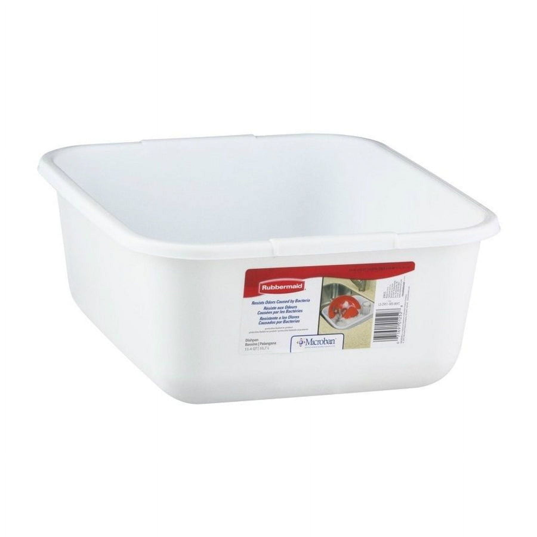 Rubbermaid 2951ARWHT Microban Plastic Rectangular Dishpan, White, 11.