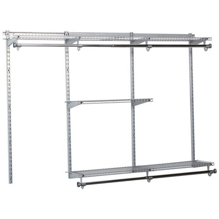 Rubbermaid 3-6ft Expandable Closet Kit Organization Storage Solution, Satin Nickel