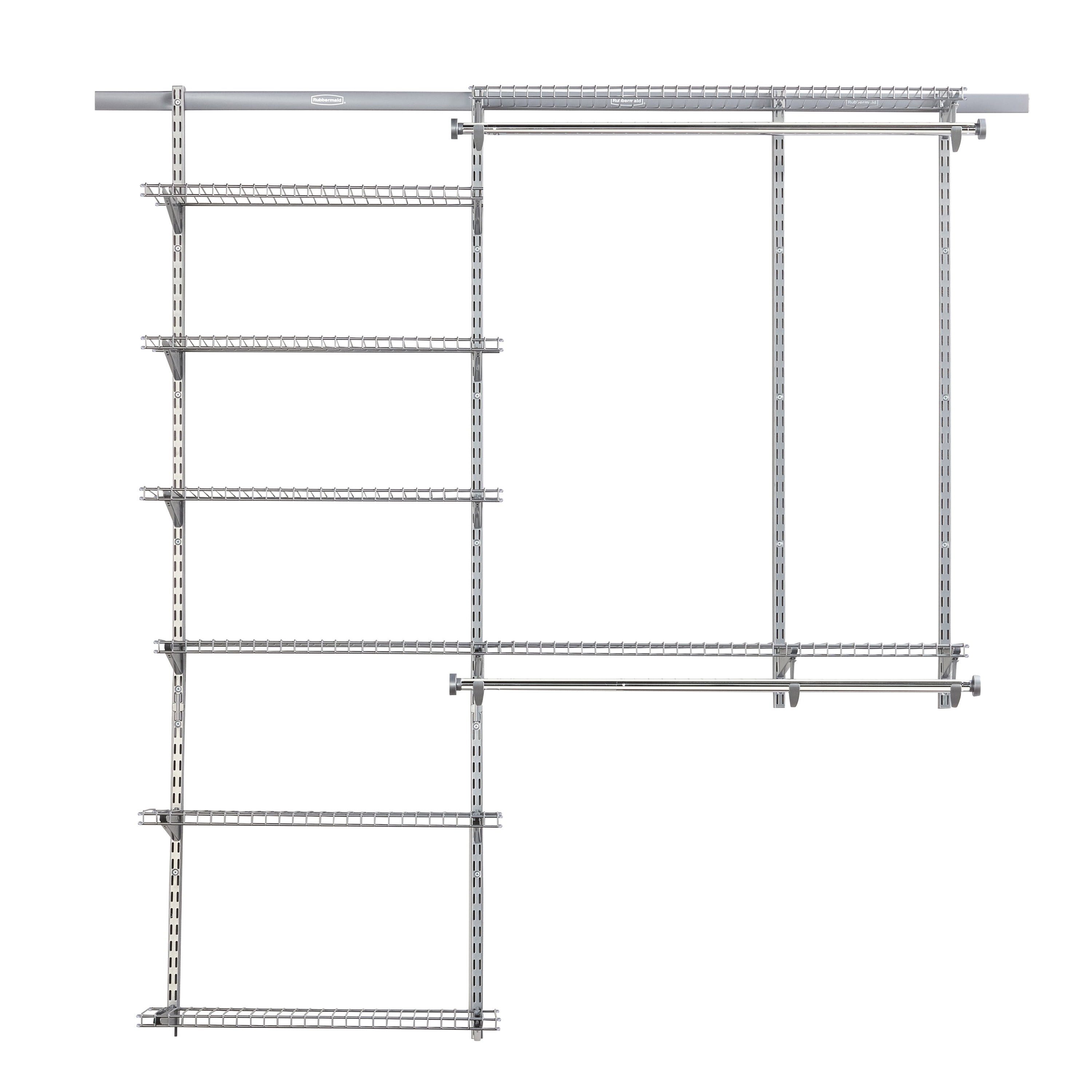 Rubbermaid Configurations Deluxe Closet Kit, Titanium, 4-8 Ft., Wire  Shelving Kit with Expandable Shelving and Telescoping Rods, Custom Closet